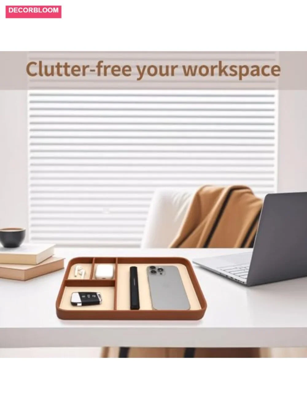 Vegan Leather Valet Tray - Nightstand Organizer for Keys, Wallet, Watch